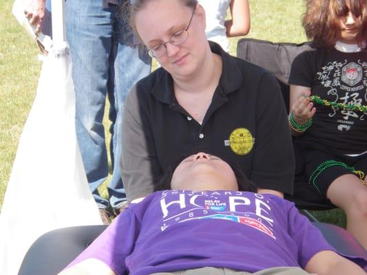 Sports Massage at Relay For Life in 2010.