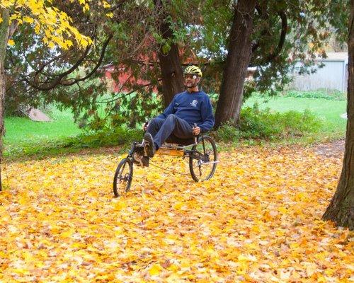 Enjoying a fall day on a foldable Linear Limo.