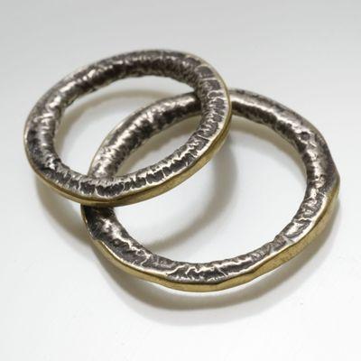 22k gold and distressed silver molten wedding band at Lireille gallery