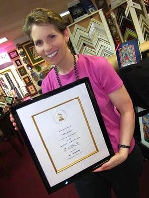 My GRAMMY® Award Certificate, framed by Pop Art Gallery.