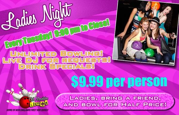 Ladies Night every Tuesday Night!  Live DJ taking requests!