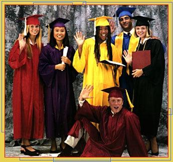 high school graduation caps and gowns