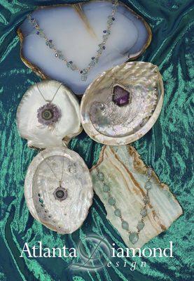 Sterling Silver Necklaces Featuring Various Rough and Faceted Natural Amethysts, Aquamarines, Apatites, Kyanites, and Pearls $185-$597