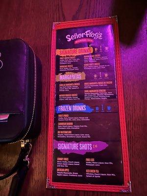 Drink menu