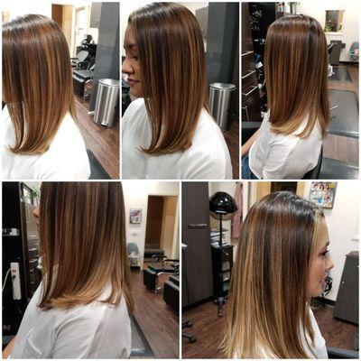 COLOR, HIGHLIGHTS CUT & STYLED BY CHARMIE.