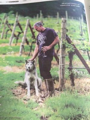 Winemaker Kristian Ferry and Romi. Article from Eugene Weekly.