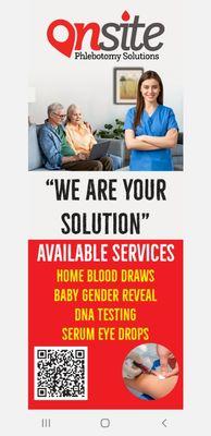 We offer several options for mobile phlebotomy services.