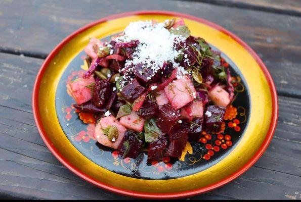 Autumn Salad, roasted beets, jicama, toasted pepitas, chili-lime vinaigrette.