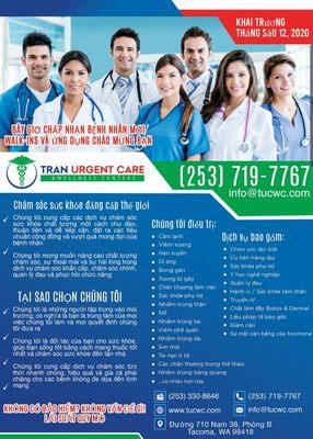 Tran Urgent Care & Wellness Centers flyer