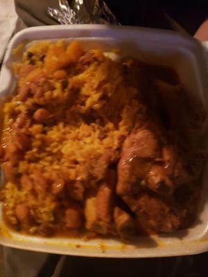 Stew chicken,, Rice and beans