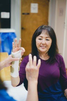 Our Occupational therapist create custom-made splints for our patients.