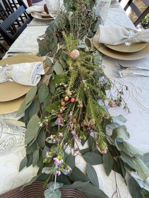 Greens perfect to create dinner table runners