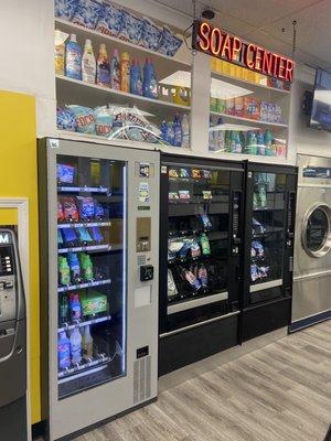 Soap vending machines.