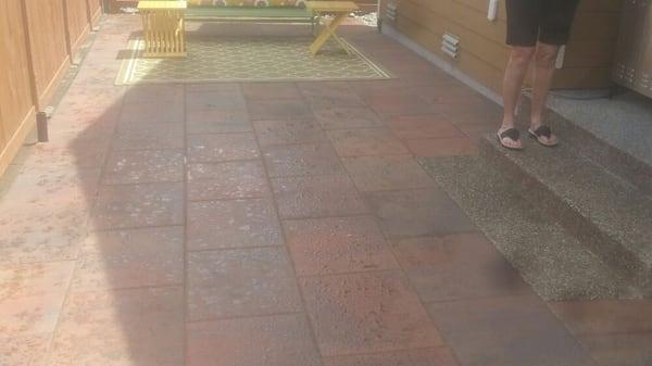 Having sealer applied on hardscape paver patios keeps moss from growing and seals in the colors!