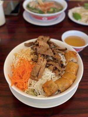 Menu #35 - Noodle Bowl with Eggrolls and Pork