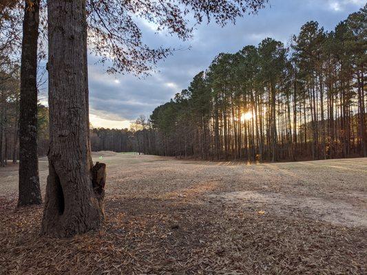 18th fairway at Winter Solstice Eve sunset.