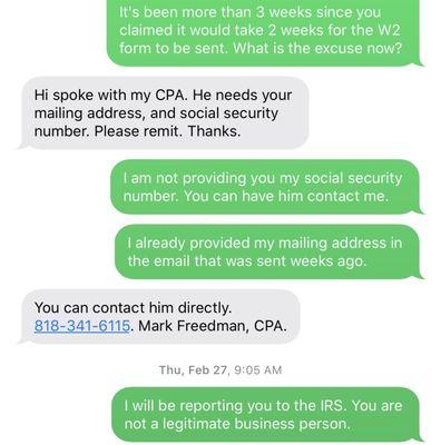 Message sent out in February 2020 regarding tax forms. I contacted Mark and he claimed he had no knowledge of these forms.