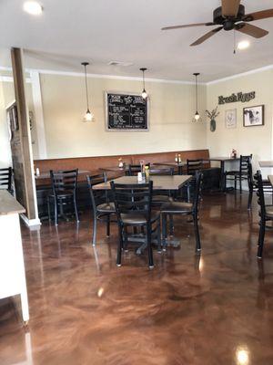 Seating area with menu board