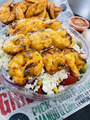 Mediterranean salad (added lemon herb shrimp)