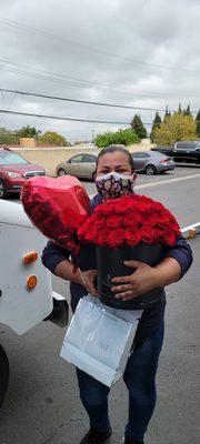 Box of red roses