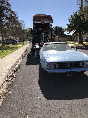 Loading up the Mustang.