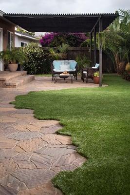 Manufacturer: Belgard | Style: Arbel | Color: Toscana | Pattern: Random Ashlar | Artificial Grass: Tiger Turf | Style: Marquee