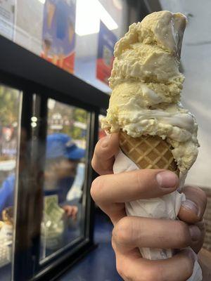 Banana flavor size medium in waffle cone