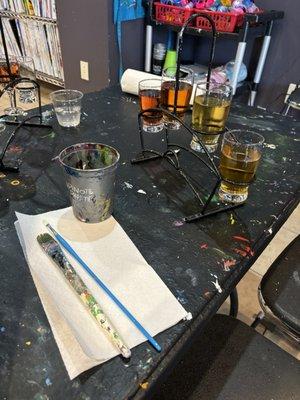 Flight of ciders to sip on while painting