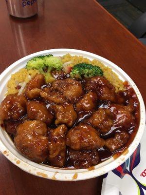 General Tso with Pork fried rice lunch special.