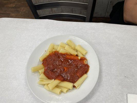 side of pasta with spicy marinara