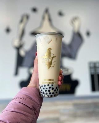 Green Milk Tea with boba