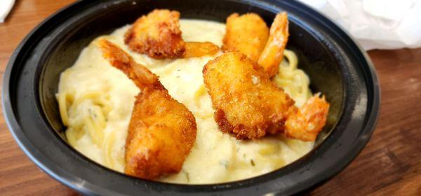 Cream Pasta with Fried Shrimp