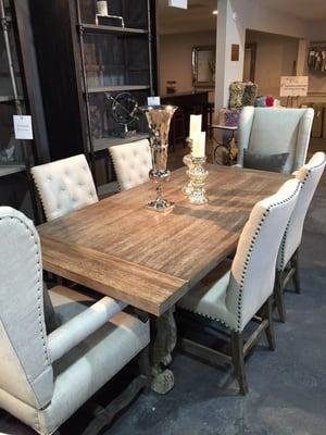 Grey wash dining room.  Rustic yet elegant!