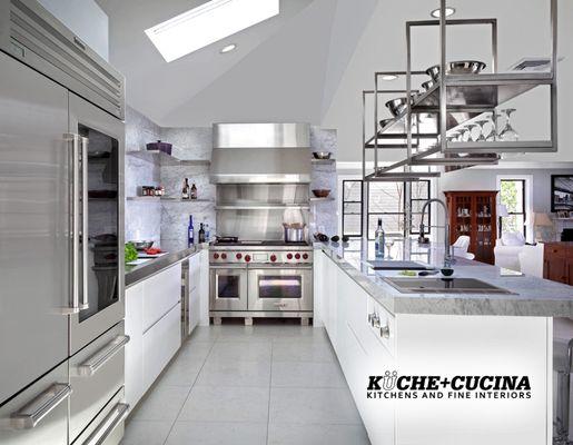 A real chef's kitchen. Pedini cabinets, Sub Zero Pro. fridge, Wolf range and ovens and a Galley sink.