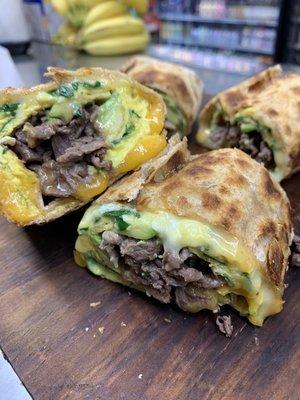 Steak egg and cheese wrap