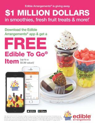 Exciting news from Edible Arrangements: We have an app! Log onto your app store and download the Edible Arrangements app for free promos.