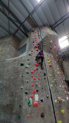 My friend using the auto-belay for the first time!