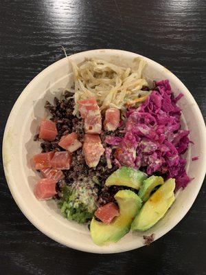 This is what they call a "poke bowl"! Look at the tiny amount of fish in that bowl. I can't believe it