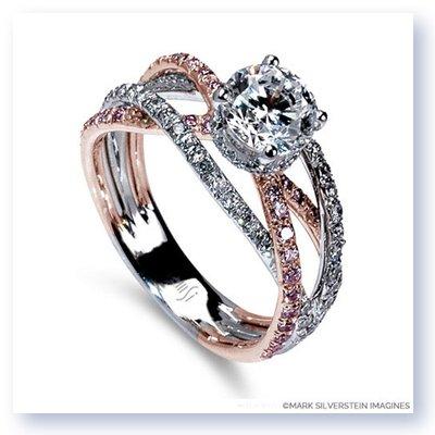 "Paradise" by Mark Silverstein Imagines 18K White and Rose Gold Triple Band Crossover Pink and White Diamond Ring: http://bit.ly/2mLwfV9