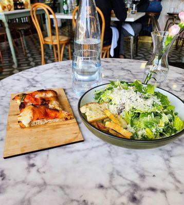 Taglio Margherita and Caesar Salad