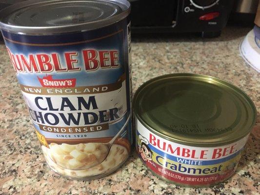 Snow's New England Condensed Clam Chowder & Bumble Bee White Crabmeat