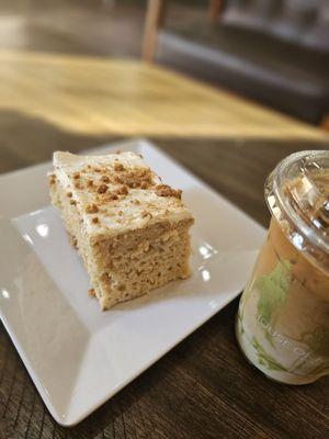 Pistachio Latte and Biscoff milk cake