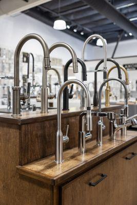 Kitchen faucets on display