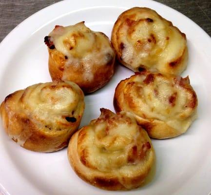 mini bacon cheese rolls