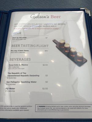 Beer menu