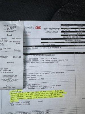 Read highlights what was wrong with my car same day and look how much it was cost me