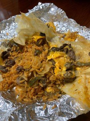 Cheesesteak burrito-all rice