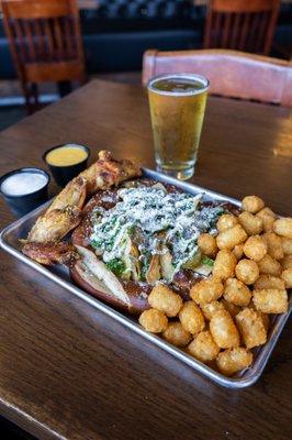 Game Day Platter with Giant Pretzel, Nachos, Wings & Tater Tots