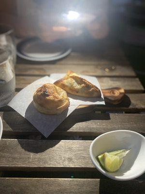 Ham and cheese, mushroom empanadas