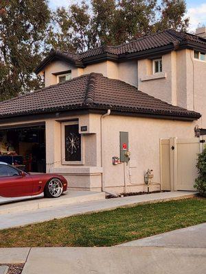 The roof is fading back to red after one year.